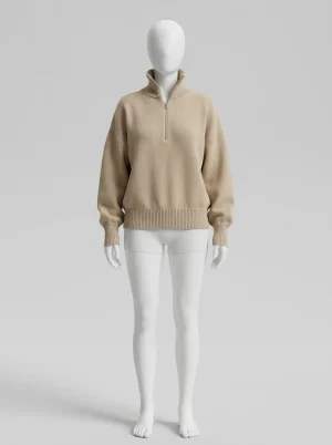 Pull camionneur coton maille dense coupe décontractée femme - Vue 1 - Pull camionneur