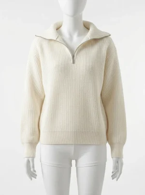 Pull camionneur coton texture épaisse coupe large femme - Vue 1 - Pull camionneur