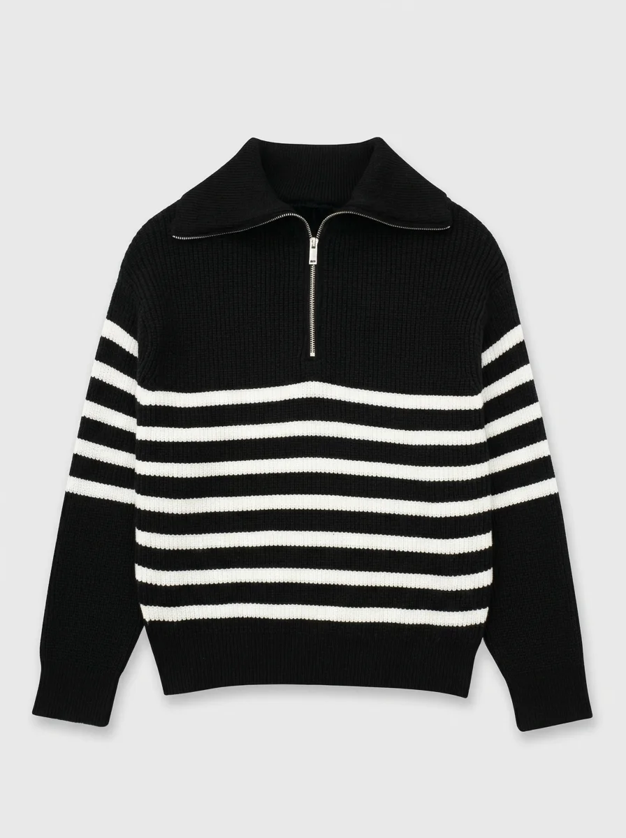 Pull camionneur femme oversize vintage rayé épais - Vue 4 - Pull camionneur