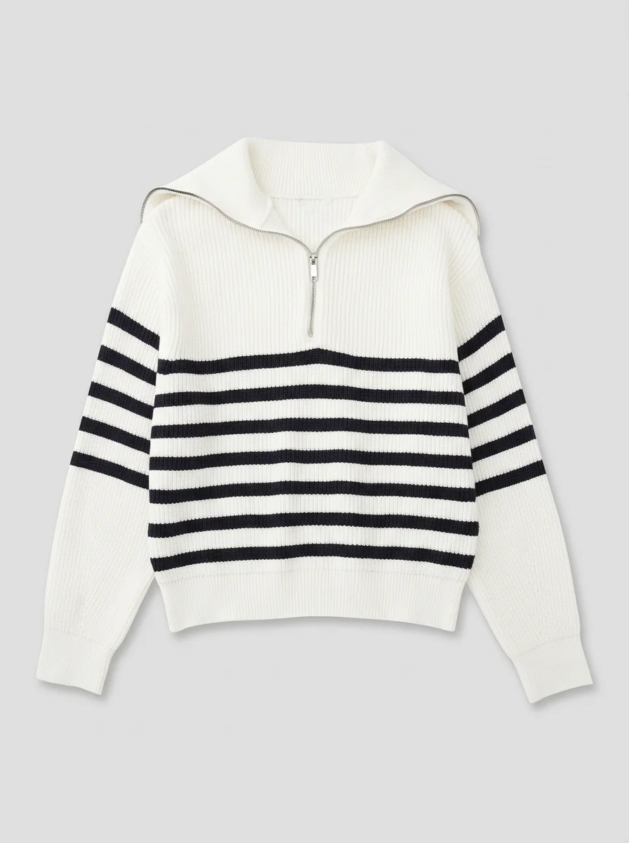 Pull camionneur femme oversize vintage rayé épais - Vue 5 - Pull camionneur