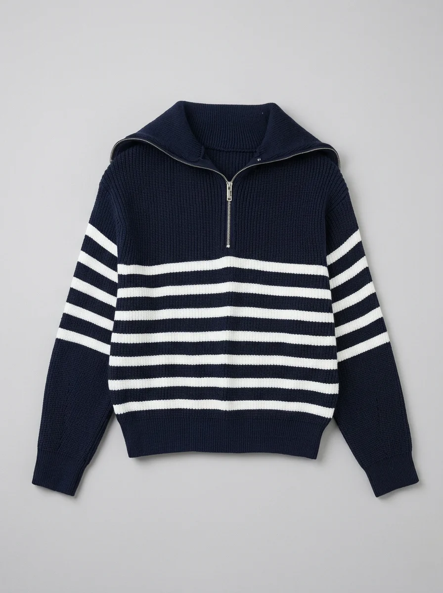 Pull camionneur femme oversize vintage rayé épais - Vue 6 - Pull camionneur